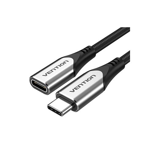 Type-C დამაგრძელებელი კაბელი - Vention Cotton Braided Type-C 3.1 Extension Cable 0.5m Grey