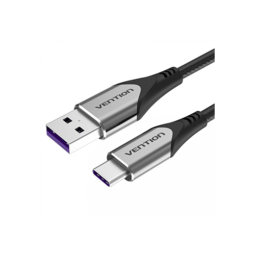მობილურის კაბელი - Vention Type-C to USB 2.0-A Fast Charging Cable Gray Aluminum Alloy Type 5A 1მ