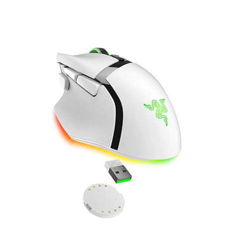 უკაბელო ტენვადი Bluetooth მაუსი - Razer Basilisk V3 Pro RGB USB-A White Rechargeable WL BT