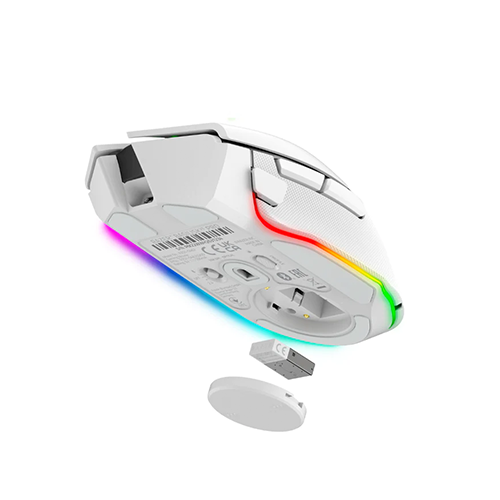 უკაბელო ტენვადი Bluetooth მაუსი - Razer Basilisk V3 Pro RGB USB-A White Rechargeable WL BT