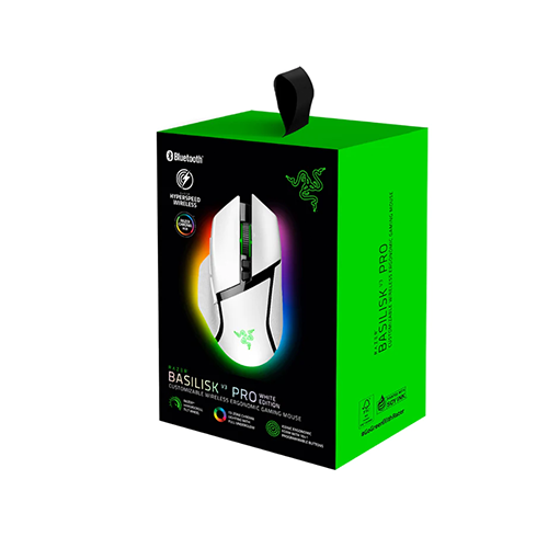 უკაბელო ტენვადი Bluetooth მაუსი - Razer Basilisk V3 Pro RGB USB-A White Rechargeable WL BT