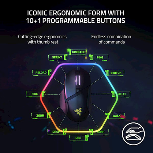 უკაბელო ტენვადი Bluetooth მაუსი - Razer Basilisk V3 Pro RGB USB-A White Rechargeable WL BT