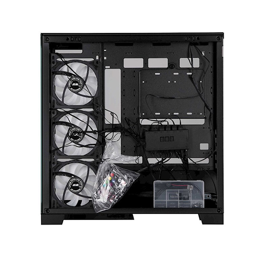 ქეისი + პულტი - 2E Gaming Fantom GK701 Black - 4x120 Fan ARGB