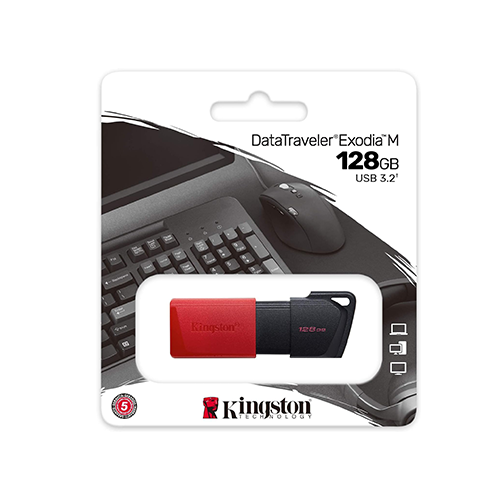 ფლეშ მეხსიერება - Kingston DataTraveler Exodia 128 GB USB 3.2 Black-Red