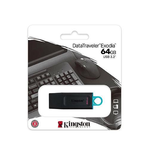 ფლეშ მეხსიერება - Kingston DataTraveler Exodia 64 GB USB 3.2 Black- Blue.