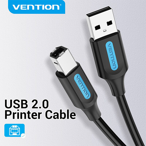 პრინტერის კაბელი - Vention USB 2.0 1.5მ Black PVC Type