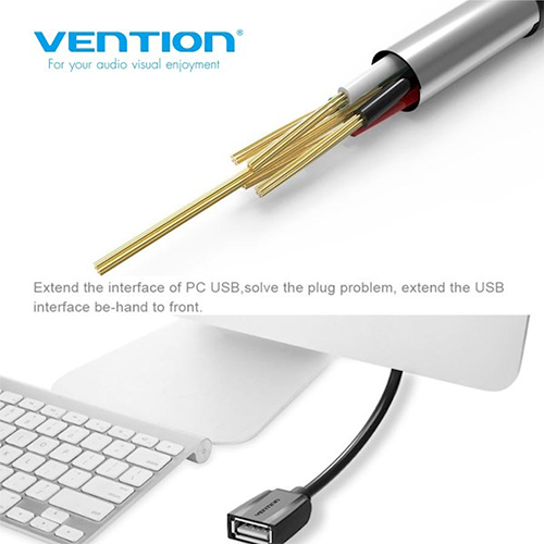 USB დამაგრძელებელი - Vention USB 2.0 A Male To A Female Extension Cable Black 5მ