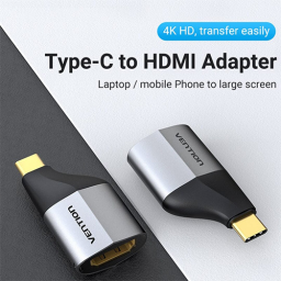 გადამყვანი - Type-C To HDMI Gray Alloy Type Vention