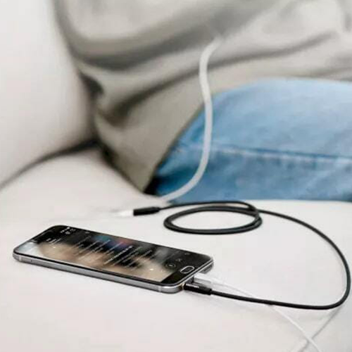 Aux დამაგრძელებელი კაბელი - Vention Cotton Braided Black Metal Type 3m