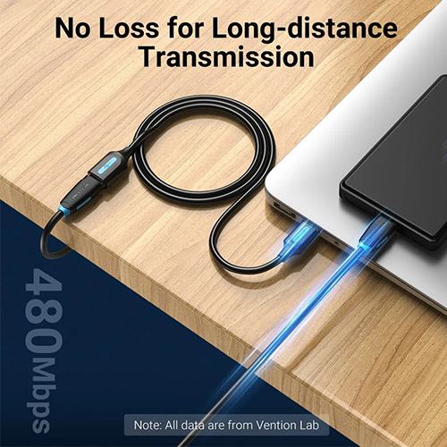 USB დამაგრძელებელი - Vention USB 2.0 Black PVC Type 5m