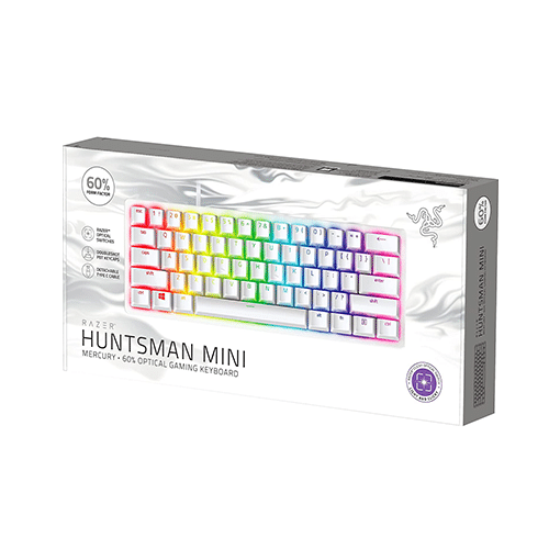 მექანიკური კლავიატურა - Razer Huntsman Mini Red Switch USB RU RGB Mercury White