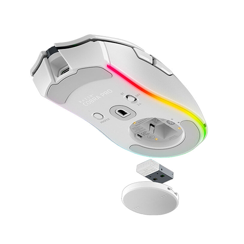 უკაბელო ტენვადი Bluetooth მაუსი - Razer Cobra Pro RGB White Rechargeable WL BT