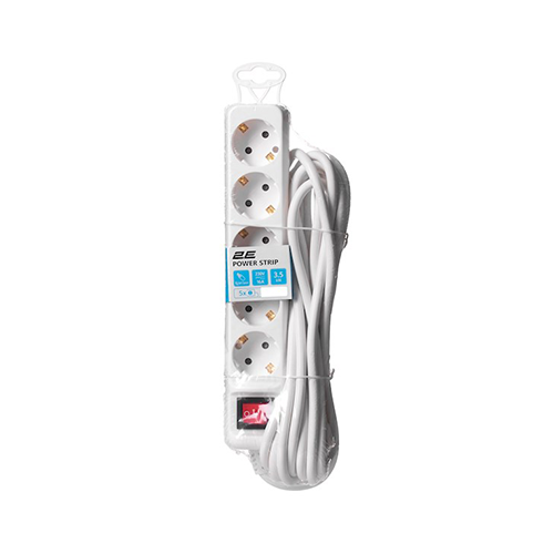 5 პორტიანი დამაგრძელებელი - 2E 5 x Chuko With Switch White 5მ