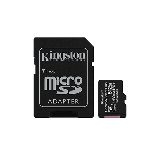 მეხსიერება - Micro SD Card Kington 512 GB + Adapter
