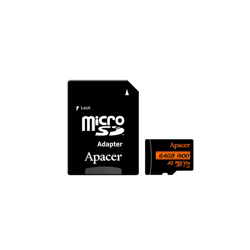 მეხსიერება - Micro SD Card Apacer V30 64 GB + Adapter