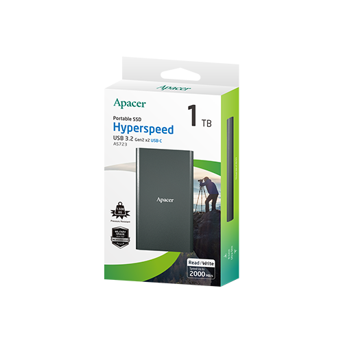 გარე SSD ვინჩესტერი - Apacer 1 TB AS723 Titanium Black