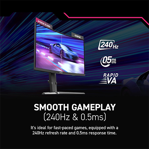 რკალური მონიტორი - Msi Mpg 275CQRXF - 27 Inch / 2K / VA / 240 Hz / 0.5 Ms