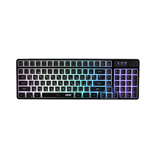 უკაბელო ტენვადი კლავიატურა - 2E Gaming KG390 Black Rechargeable WL BT