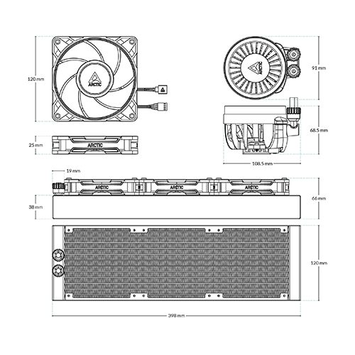 პროცესორის წყლის გაგრილება - Arctic Liquid Freezer III Pro 360 mm ARGB White