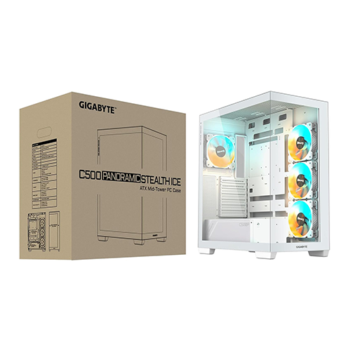 ქეისი - Gigabyte C500 Panoramic Stealth Ice - 4x120 Fan ARGB