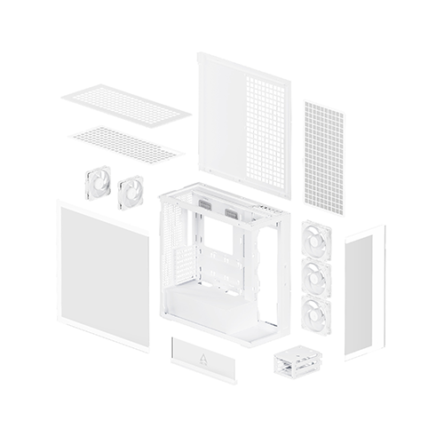 ქეისი - Arctic Xtender White - 3x140 Fan Reverse ARGB + 2x120 Fan ARGB