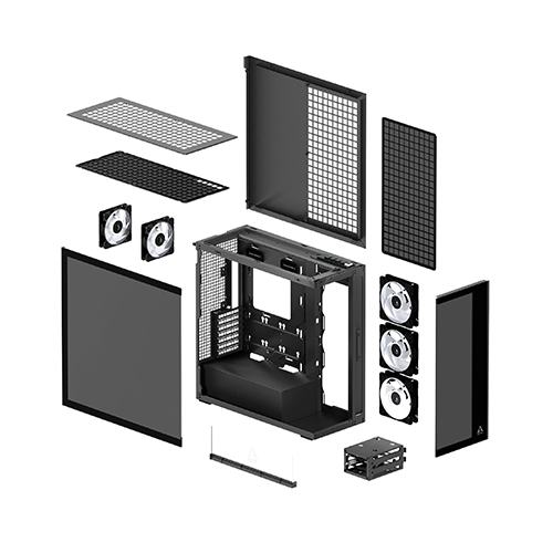 ქეისი - Arctic Xtender Black - 3x140 Fan Reverse ARGB + 2x120 Fan ARGB