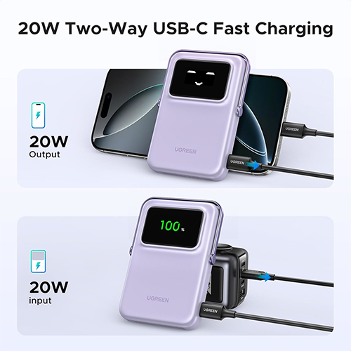 Power Bank - Ugreen PB572 Uno 10 000 mAh Wireless Charger Purple
