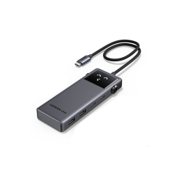 Multi ადაპტერი - Ugreen CM888 Groovy Robot 6-in-1 HDMI USB-A Type-C HUB Space Grey