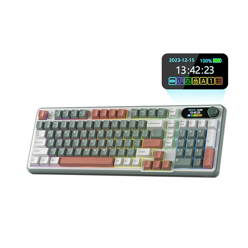 უკაბელო ტენვადი მექანიკური კლავიატურა - Royal Kludge RK S98 Chartreuse Switch Camping Rechargeable WL BT