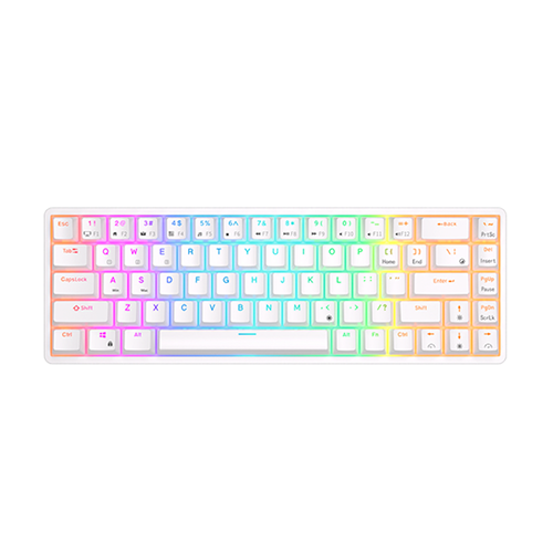 უკაბელო ტენვადი მექანიკური კლავიატურა - Royal Kludge RK G68 Red switch White Rechargeable WL BT