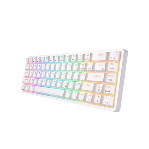 უკაბელო ტენვადი მექანიკური კლავიატურა - Royal Kludge RK G68 Red switch White Rechargeable WL BT