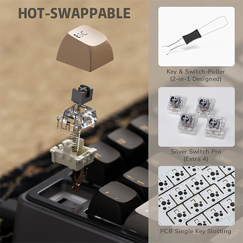 მექანიკური კლავიატურა - Royal Kludge RK R75 Brown Switch Phantom