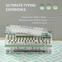 მექანიკური კლავიატურა - Royal Kludge RK R75 K Silver Switch Sky Cyan