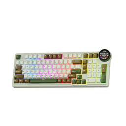 უკაბელო ტენვადი მექანიკური კლავიატურა - Royal Kludge RK N99 Cream Switch Palm Green Rechargable WL BT