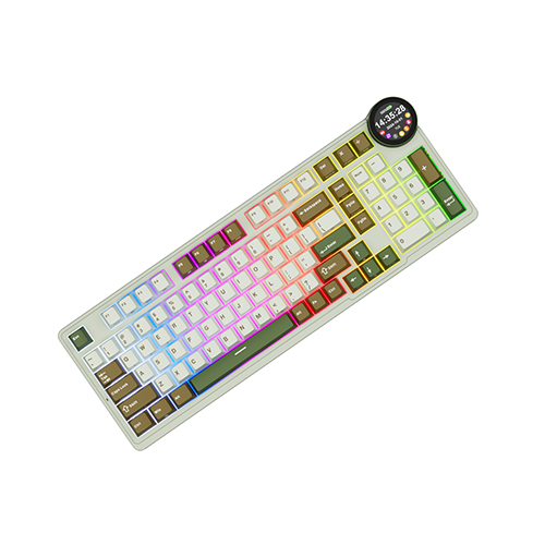 უკაბელო ტენვადი მექანიკური კლავიატურა - Royal Kludge RK N99 Cream Switch Palm Green Rechargable WL BT