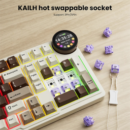 უკაბელო ტენვადი მექანიკური კლავიატურა - Royal Kludge RK N99 Violet Switch Mocha Grey Rechargable WL BT