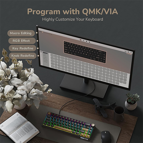 მექანიკური კლავიატურა - Royal Kludge RK R65 Chartreuse Switch Phantom