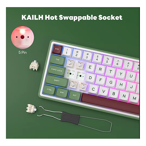 მექანიკური კლავიატურა - Royal Kludge RK R65 Brown Switch Green Sand