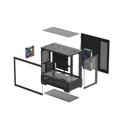 ქეისი - Deep Cool CG380 3F Black - 3x120 Fan ARGB