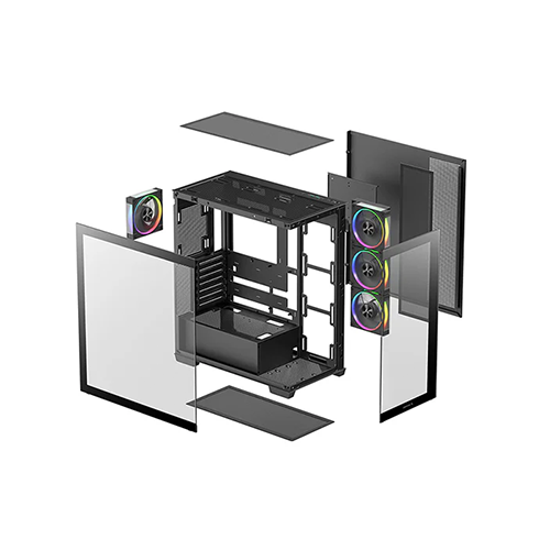 ქეისი - Deep Cool CG580 4F V2 Black - 4x120 Fan ARGB