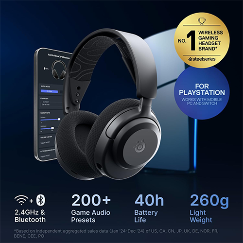 უკაბელო Bluetooth ყურსასმენი - SteelSeries Arctis Nova 3P Black WL BT
