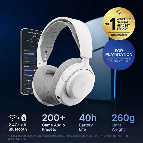 უკაბელო Bluetooth ყურსასმენი - SteelSeries Arctis Nova 3P White WL BT