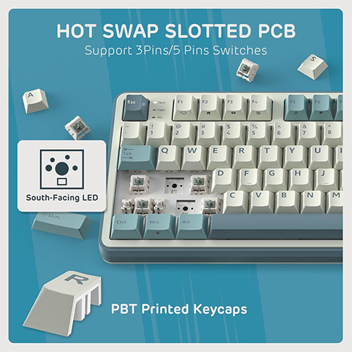 უკაბელო ტენვადი მექანიკური კლავიატურა - Royal Kludge RK S98 Chartreuse Switch Light Cl Rechargeable WL BT