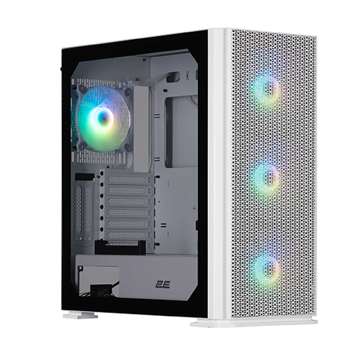 ქეისი + პულტი - 2E Gaming Vertex GI01W White - 3x140 Fan ARGB + 1x120 Fan ARGB