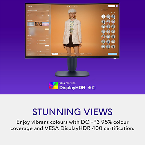 რკალური მონიტორი - Dell Alienware AW3225DM - 31.5 Inch / 2K / VA / 180 Hz / 1 Ms