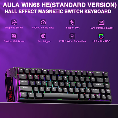 Mechanical Keyboard - Aula WIN 68 He Graywood Magnetic Switch