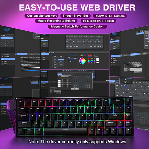 Mechanical Keyboard - Aula WIN 68 He Graywood Magnetic Switch