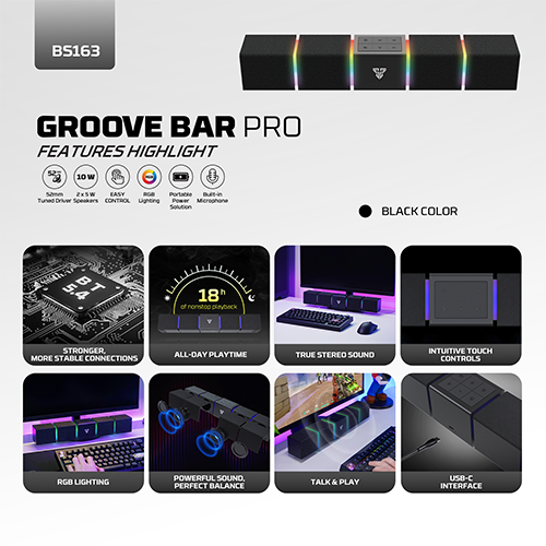 უკაბელო Bluetooth დინამიკი - Fantech Groove Bar Pro BS163 Dual Mode Portable Gaming Soundbar