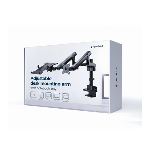 მონიტორის საკიდი - Gembird MA-DA3-02 Adjustable Monitor Arm With Notebook Tray
