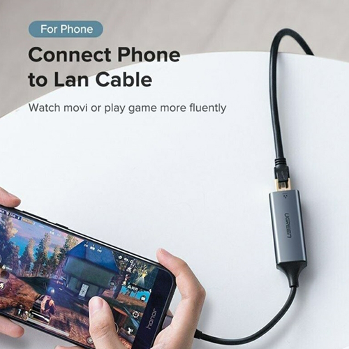 Type-C ქსელის ბარათი - Lan Card Ugreen CM199 1000 Mb Grey